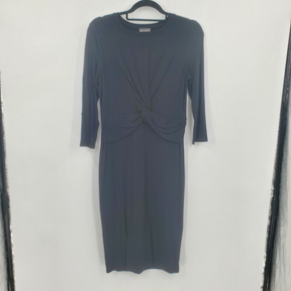 ♧♧ The Limited Twist Front Ribbed Midi Dress Size Small Black NWT